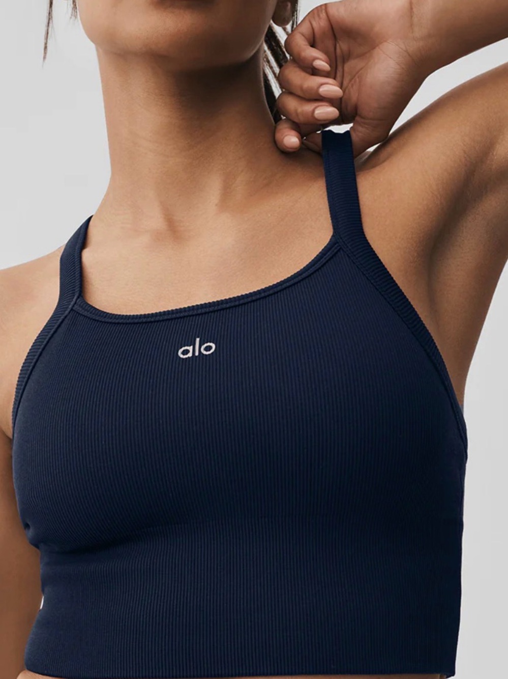 ALO Yoga Seamless Ribbed Favorite Bra Tank in Navy (Size: M but fits like S)